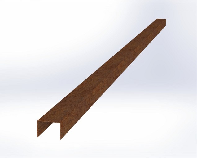 CorTen overzetprofiel gelijkzijdig 300x4,6/4,6x6,4 cm. ~