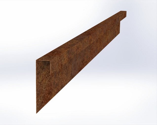 CorTen overzetprofiel ongelijkzijdig 300x5,1/20,1x5,4 cm. ~