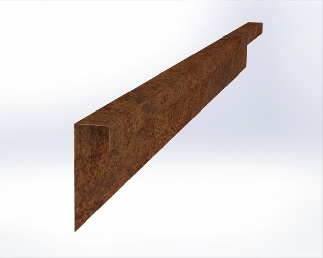 CorTen overzetprofiel ongelijkzijdig 220x4,6/19,6x6,4 cm. ~