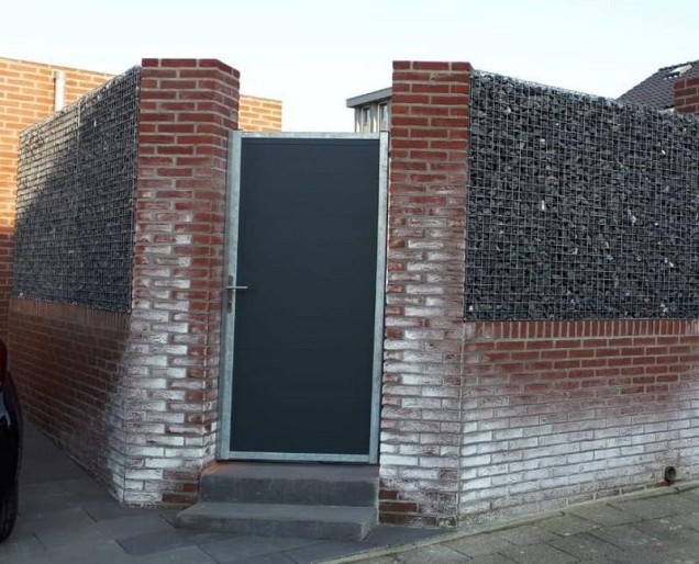 Stalen poortframe Modulair koker 50x40, H=175cm, Breedte=maatwerk: 60-150cm, incl Slotset RVS Klink