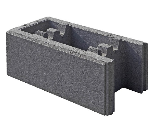 Holblok beton Hoeksteen (groot) LxBxH 42,5x17,5x20 cm. ~