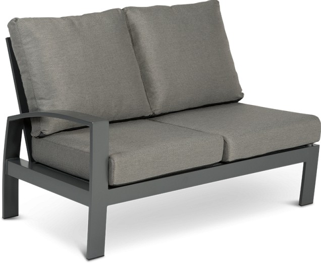 Valencia Lounge 2-Seater Right Swiss Fabrics all weather kussens Charcoal (129x87x87 cm) ~