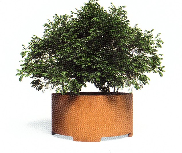 Ronde CorTen plantenbak met pootjes