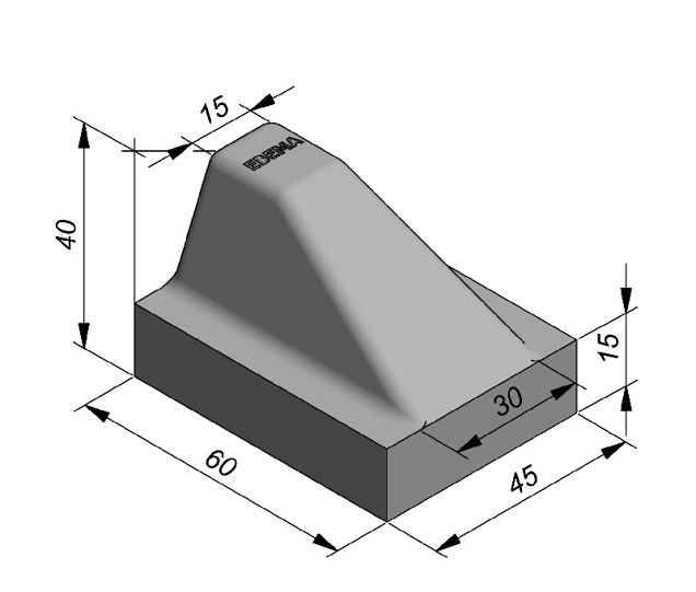Schampblok 60x40x45 Grijs ~