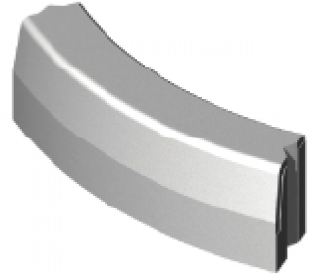 Trottoirband Bochtstuk 13/15x25x78,5cm R=1,5 uitwendig grijs vis~
