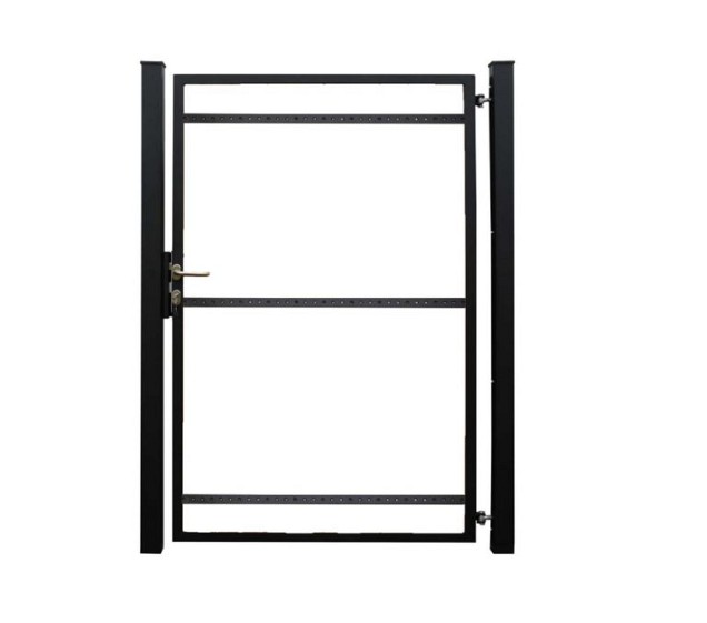 Staalverzinkt poortvleugelpakket Hybide rechtsdraaiend inclusief staanders 115x185x4 cm. zwart gepoedercoat RAL9005 ~
