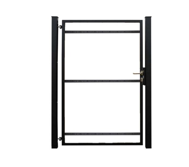 Staalverzinkt poortvleugelpakket Hybide linksdraaiend inclusief staanders 115x185x4 cm. zwart gepoedercoat RAL9005 ~