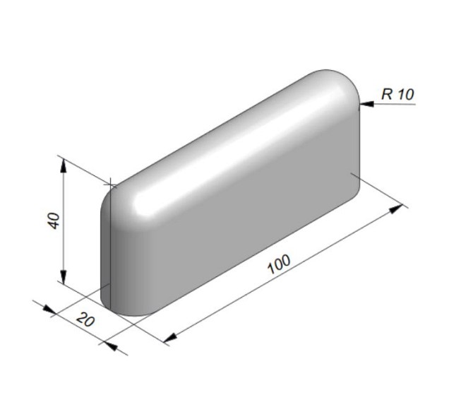 Biggenrug 100X40X20 Grijs Met 2 Afgeronde Koppen ~
