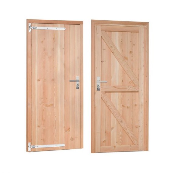 Douglas enkele dichte deur inclusief kozijn, linksdraaiend, 90x201 cm. onbehandeld. ~