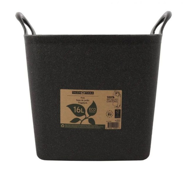 Flexibele kuip postconsumer recycled vierkant 16 liter zwart ~