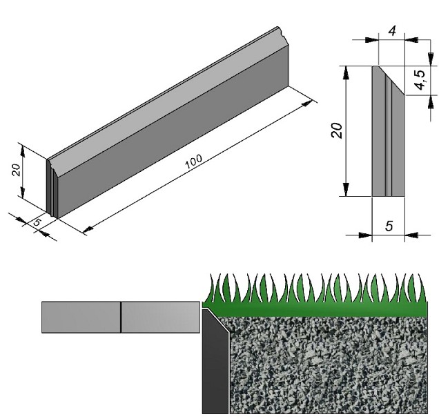Grasband Discrete grijs 100x20x5 cm. 4,5/4 hd ~
