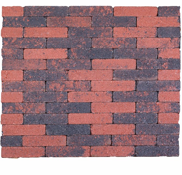 Waalstones getrommeld rood-zwart 20x5x7 cm. ~