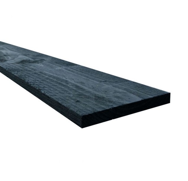 Douglas fijnbezaagde plank 2,2x20,0x300 cm. Zwart gespoten A klasse ~