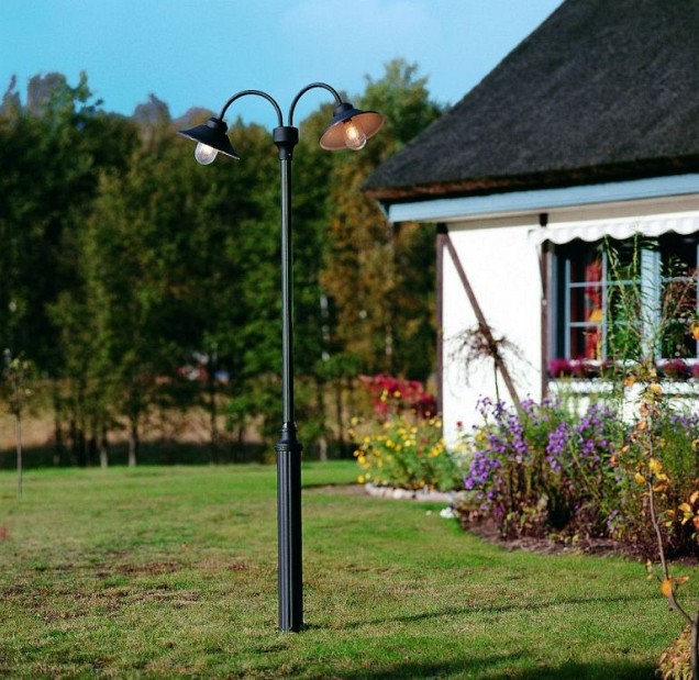 Vega 230V staand armatuur 2-lichts 33cm exclusief paal, E27 max 2x 60W ~