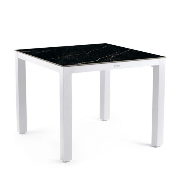 Briga Dining Table Trespa Marble 100 x 100 cm Creme White ~