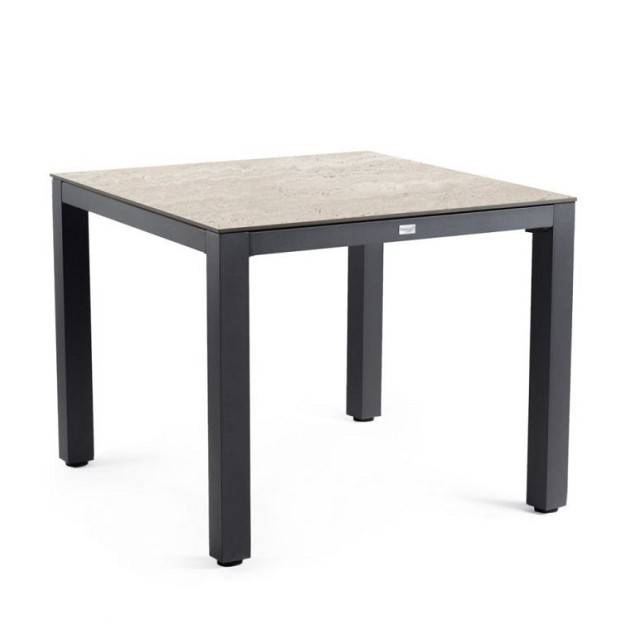 Briga Dining Table Trespa Travertin 100x100 cm Charcoal ~