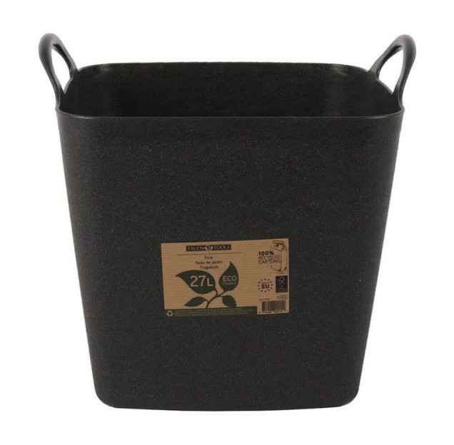 Flexibele kuip postconsumer recycled vierkant 27 liter zwart ~