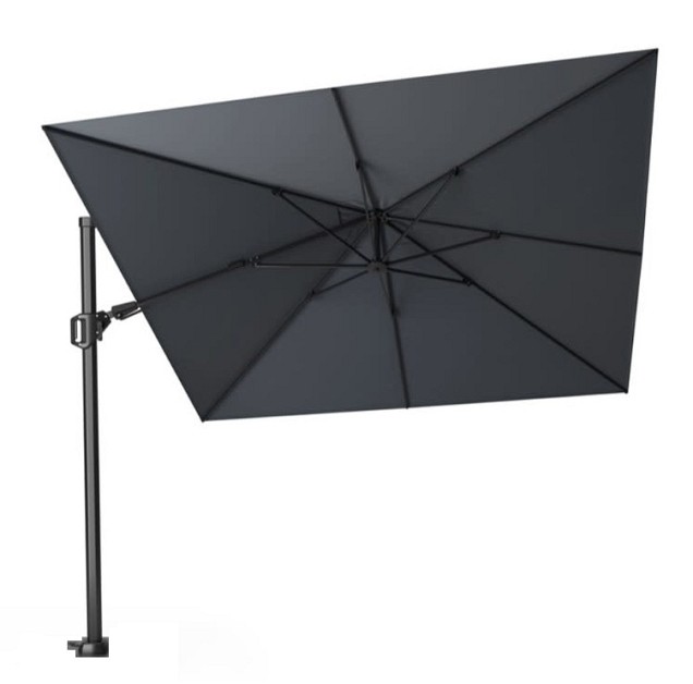 Duraflex zweefparasol dubbele knikfunctie. exclusief (kruis)voet. Swiss Fabrics doek Charcoal (300x300 cm) ~