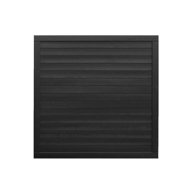 Vuren tuinscherm Hillhout Basic Excellent 180x180x4,5 cm. zwart gespoten (RAL 9005) ~