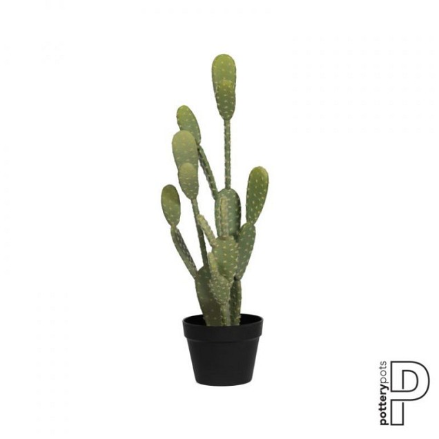 Pottery Pots kunstplant Cactus Opuntia M Green 12.5x12.5x41 cm ~