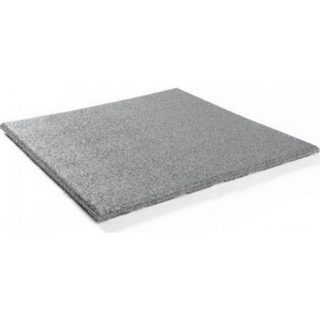 Rubbertegel 50x50x2,5 cm. grijs, valh. 87 cm. ~