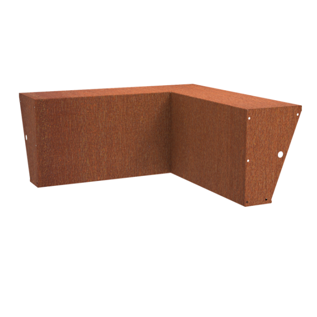 Keerwand binnenhoek taps tbv zitvlak - Cortenstaal