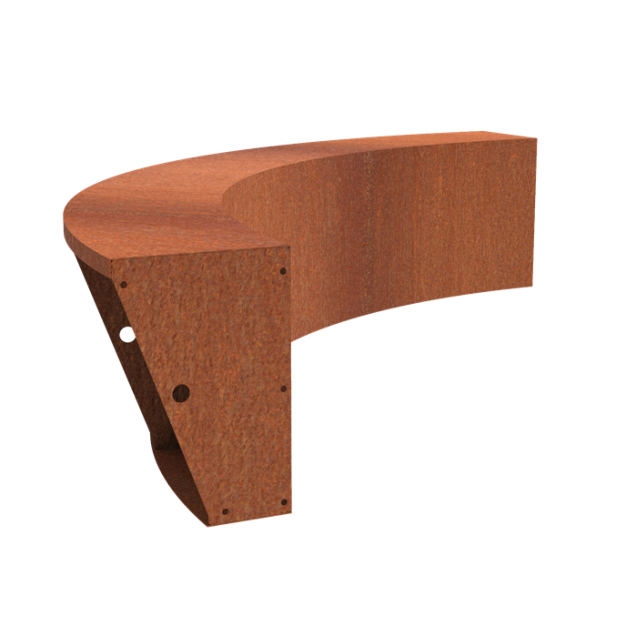 Keerwand binnenbocht taps tbv zitvlak - Cortenstaal