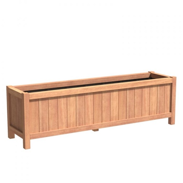 Bankirai hardhouten bloembak met pootjes (LxBxH) 200x50x60 cm. (2 cm.) ~