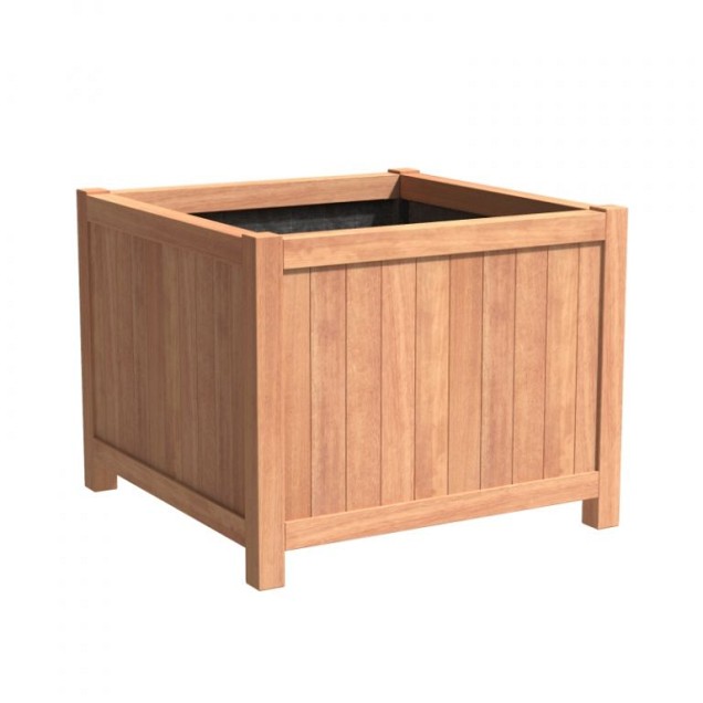 Bankirai hardhouten bloembak met pootjes (LxBxH) 120x120x95 cm. (2 cm.) ~