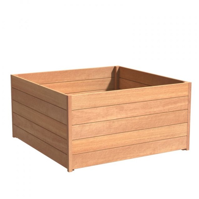 Garapa hardhouten bloembak (LxBxH) 140x140x72 cm. (2,1 cm. hardhout) ~