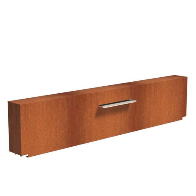 CorTen vaste vijvermuur (LxBxH) 300x25x60 cm. (2 mm.) ~