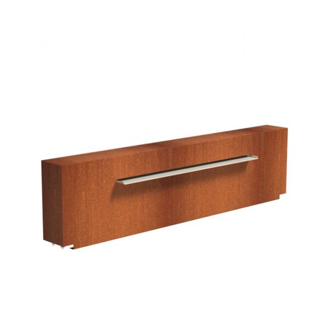 CorTen vaste vijvermuur (LxBxH) 250x25x60 cm. (2 mm.) ~