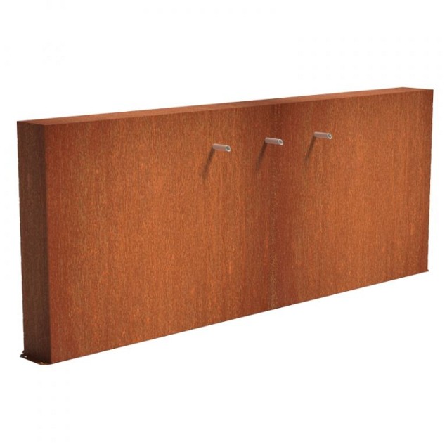 CorTen vrijstaande vijvermuur (LxBxH) 300x25x120 cm. (2 mm.) ~
