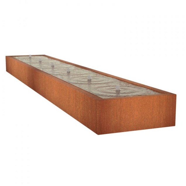 CorTen watertafel (LxBxH) 600x100x40 cm. (3 mm.) ~