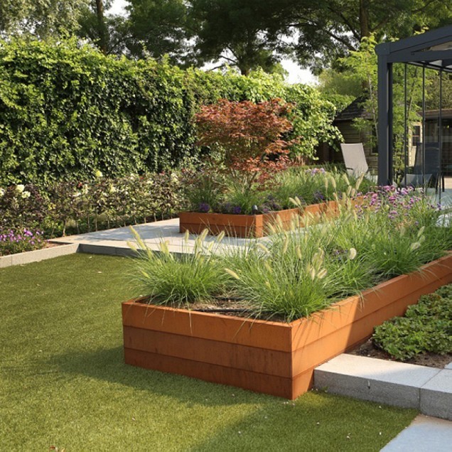 Modulaire bloembak Cortenstaal (lxbxh) 240x60x42 cm. ~