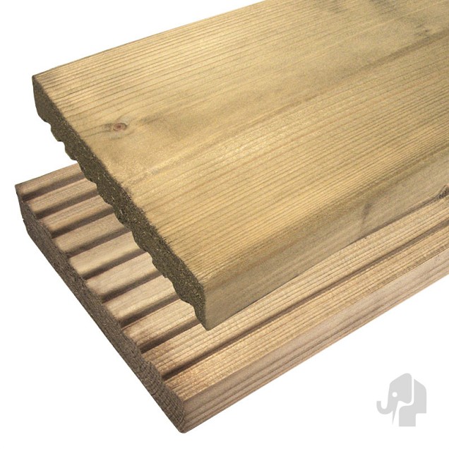 Vuren FSC decking 28x145x3600mm groef/glad [geimpregneerd] bc ~