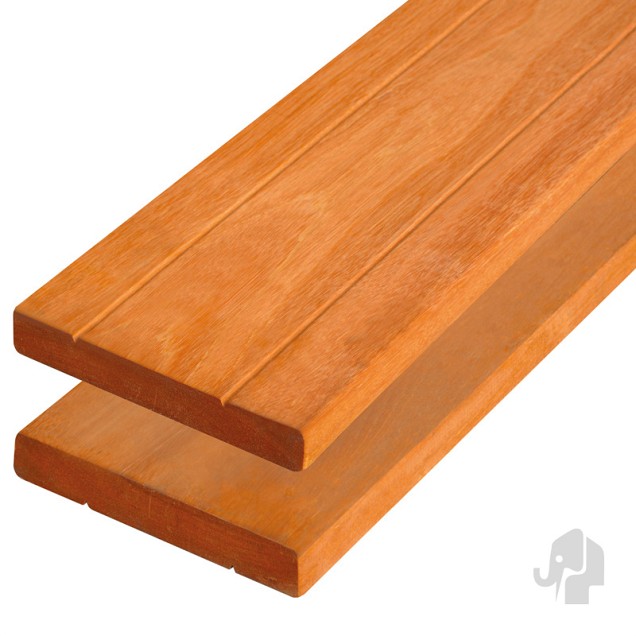 Bangkirai decking 28x190x3650mm glad/V-groef 4R ~