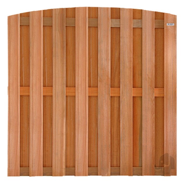 Keruing tuinscherm toog 15L 13mm 39x1800x1800mm V-groef / RVS bc ~