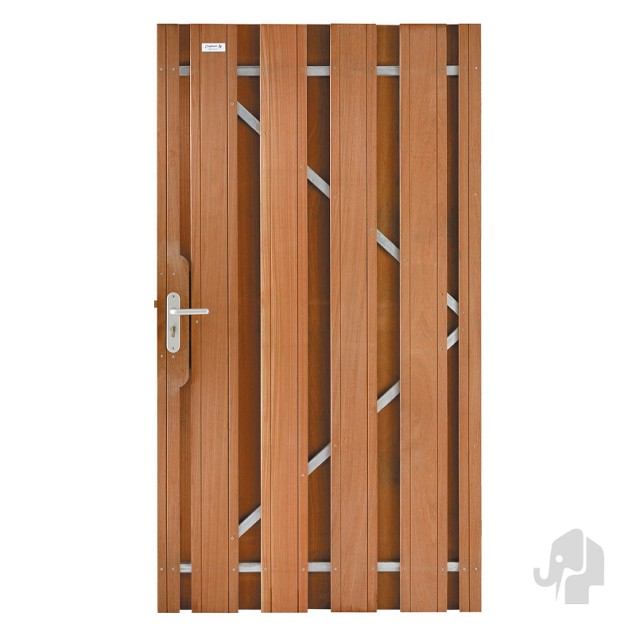 Bangkirai tuindeur recht met stalen frame 52x1000x1800mm V-groef / incl. beslag bc ~