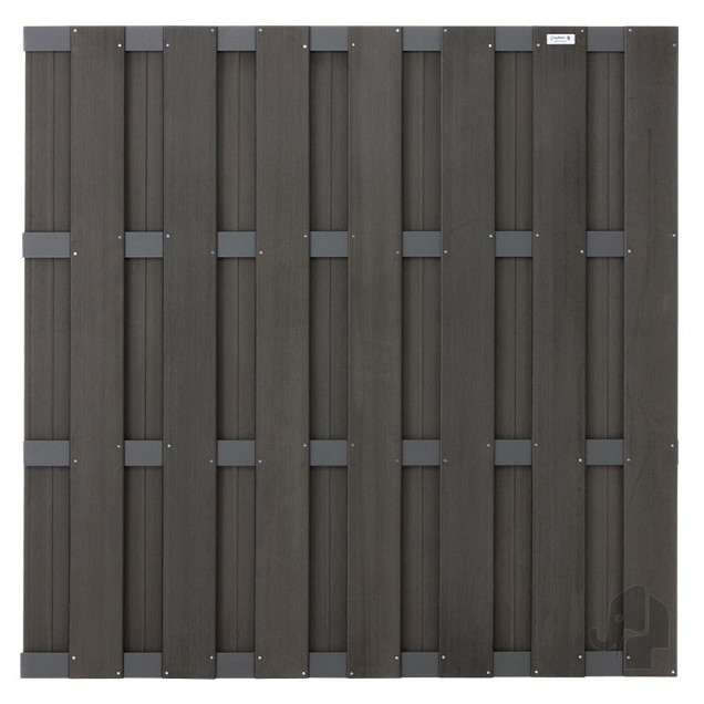 WPC antraciet composiet scherm Basic met 4 antra alu ligger 180x180cm ~