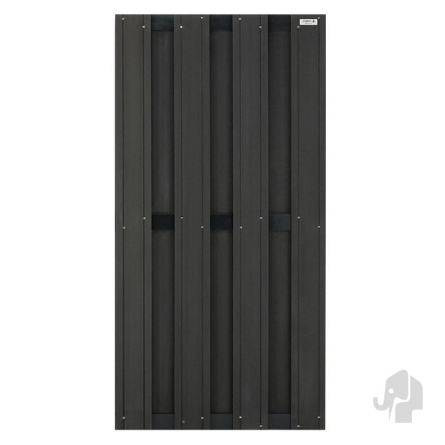 WPC-antraciet FSC tuinscherm "Design" recht 7L 13mm met alu-antra liggers 39x900x1800mm bc ~