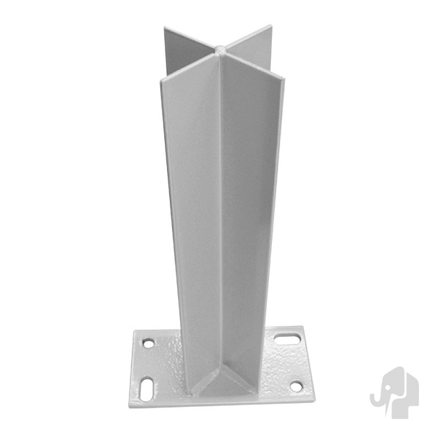 Paalhouder (insteek) met voet (tbv alu paal 68x68) [zilver gepoedercoat] bc ~