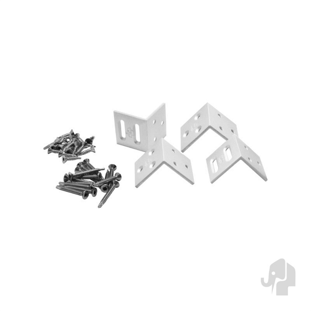 Aluminium beslagset hoek (tbv tuinhekken) 4 stuks in blisterverpakking bc ~