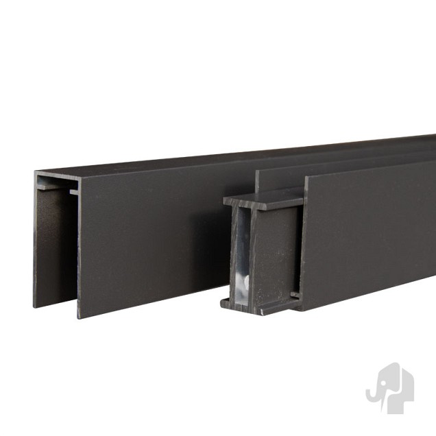 Aluminium onder-en bovenregel "Mix&Match"verticaal 25x50x1800mm [antraciet gepoedercoat] 3st/set bc ~