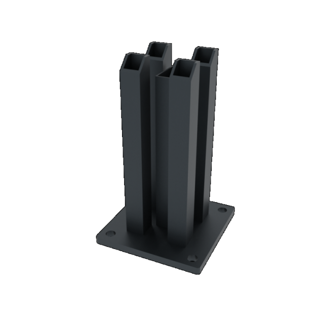 Boston paalhouder L-20 cm. op plaat versterkt 12x12 cm.  RAL7016 OP=OP