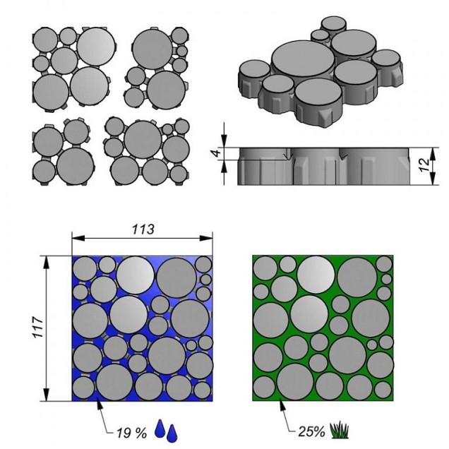 Aviena Circle Waterpasserende Tegel 117x113x12 Grijs ~
