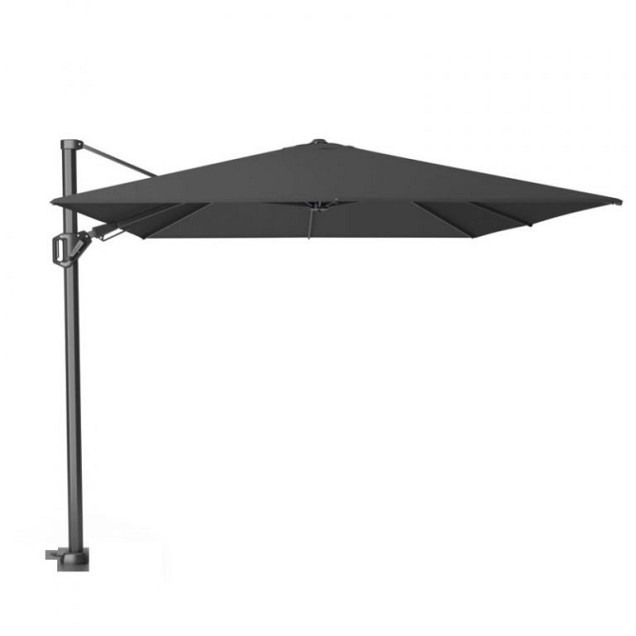 Duraflex zweefparasol dubbele knikfunctie. exclusief (kruis)voet. Swiss Fabrics doek Charcoal (300x300 cm) ~