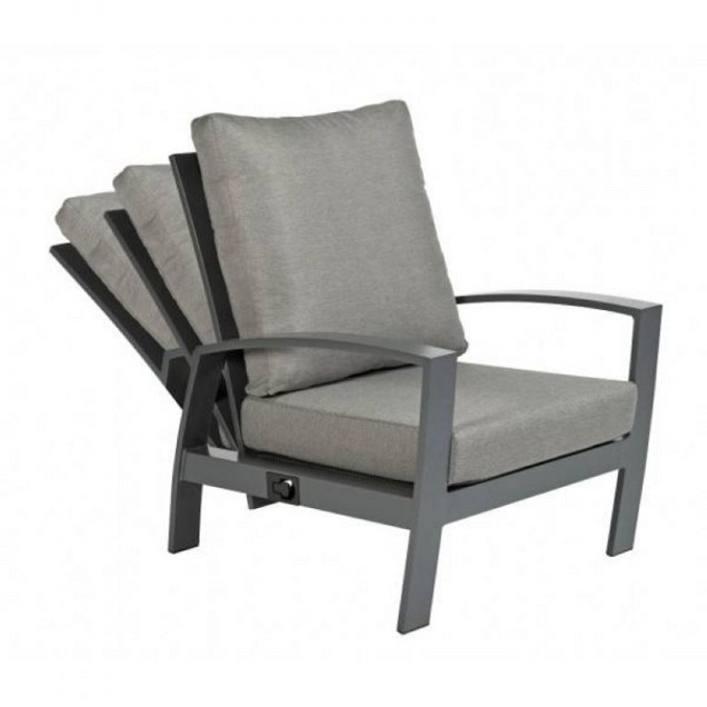 Valencia Lounge Chair Swiss Fabrics all weather kussens en verstelbare rug (gaslift) Charcoal (77x88x88 cm) ~