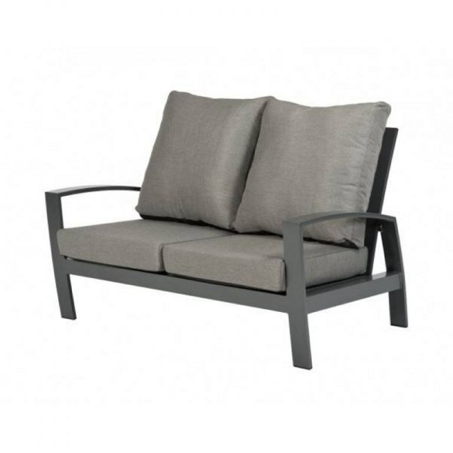 Valencia Lounge Bench 2-Seater Swiss Fabrics all weather kussens Charcoal (138x88x88 cm) ~