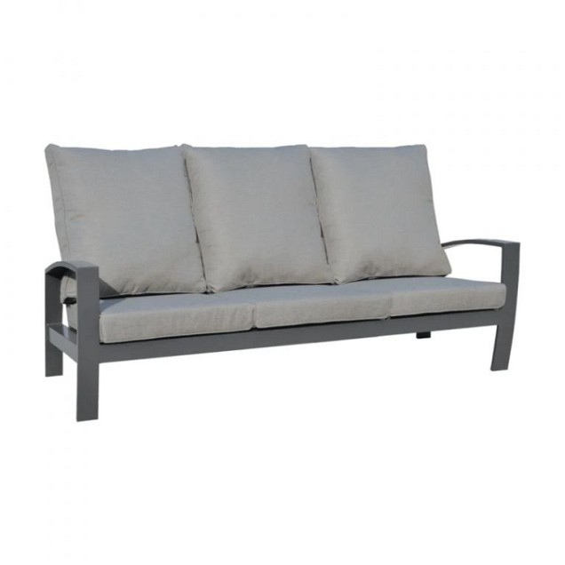 Valencia Lounge Bench 3-Seater Swiss Fabrics all weather kussens  Charcoal (199x88x88 cm) ~
